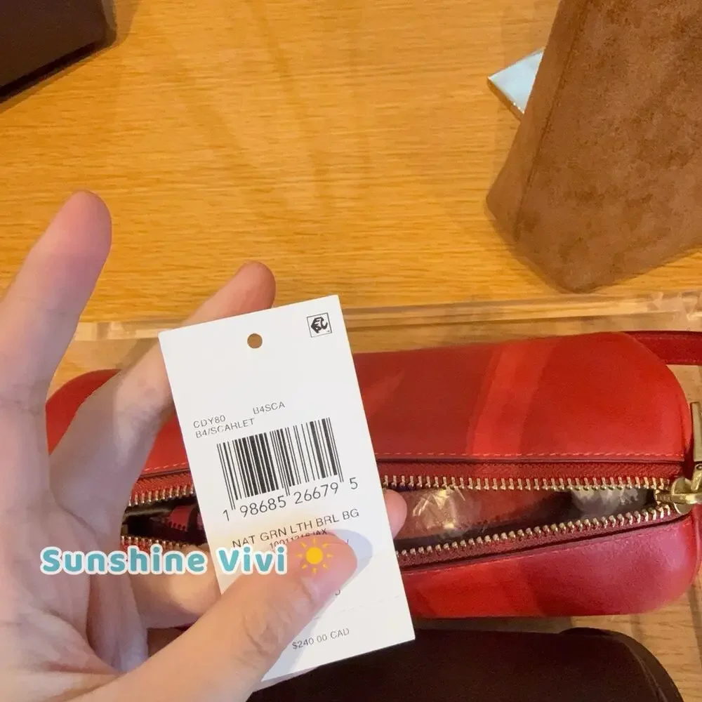 NWT Coach Small Barrel Bag in Leather Handbag CDY80 B4/SCARLET